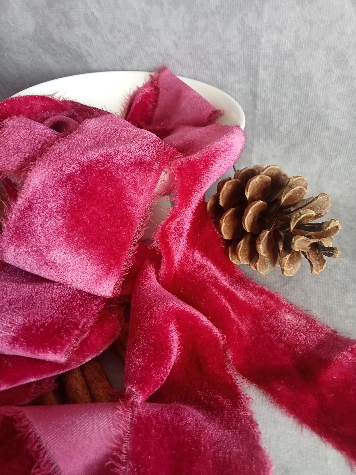 Deep Pink Silk Velvet Ribbon