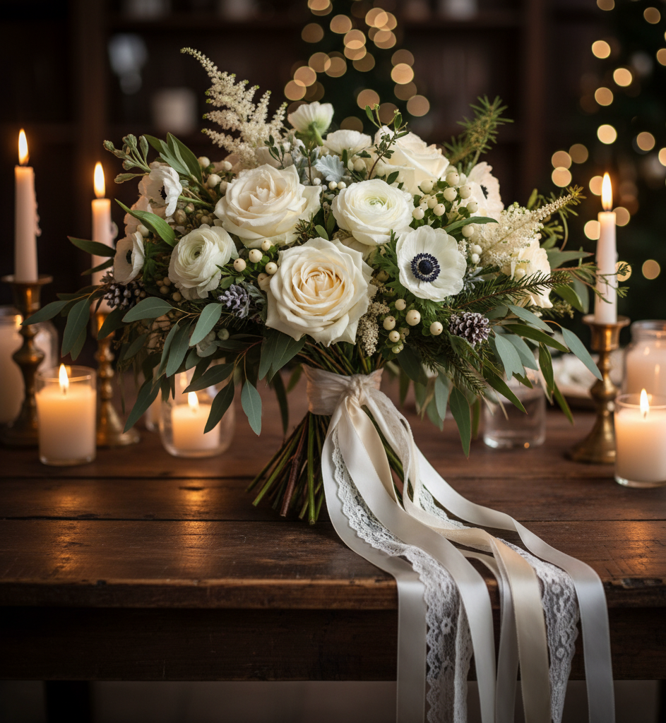Hand made white silk ribbon