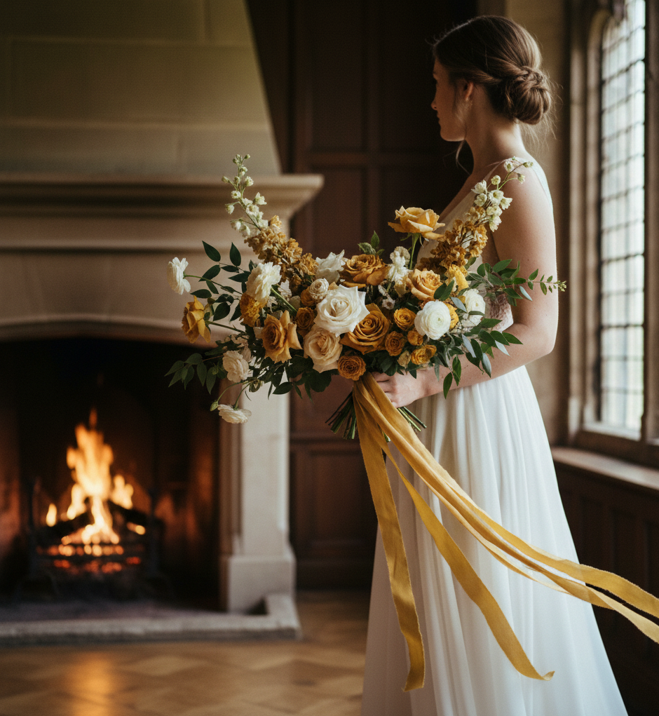 Hand dyed mustard silk ribbon