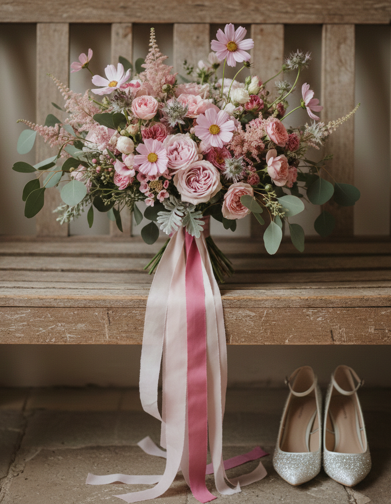 Hand made white silk ribbon