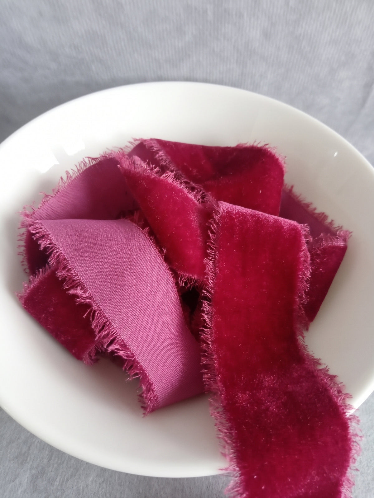 Deep Pink Silk Velvet Ribbon