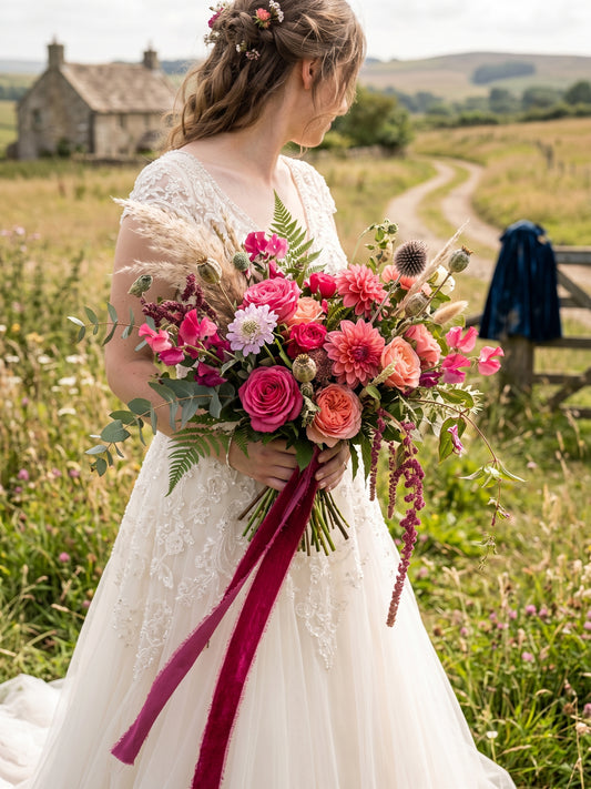 Deep Pink Silk Velvet Ribbon
