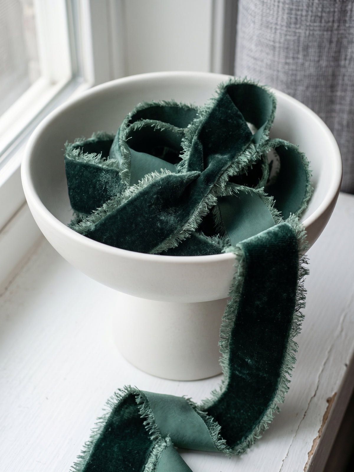 Forest Green Silk Velvet Ribbon
