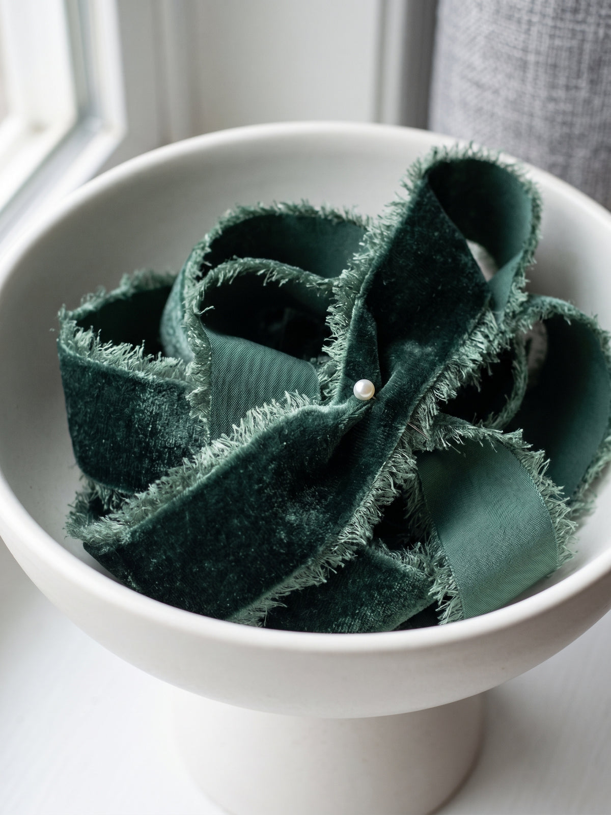 Forest Green Silk Velvet Ribbon