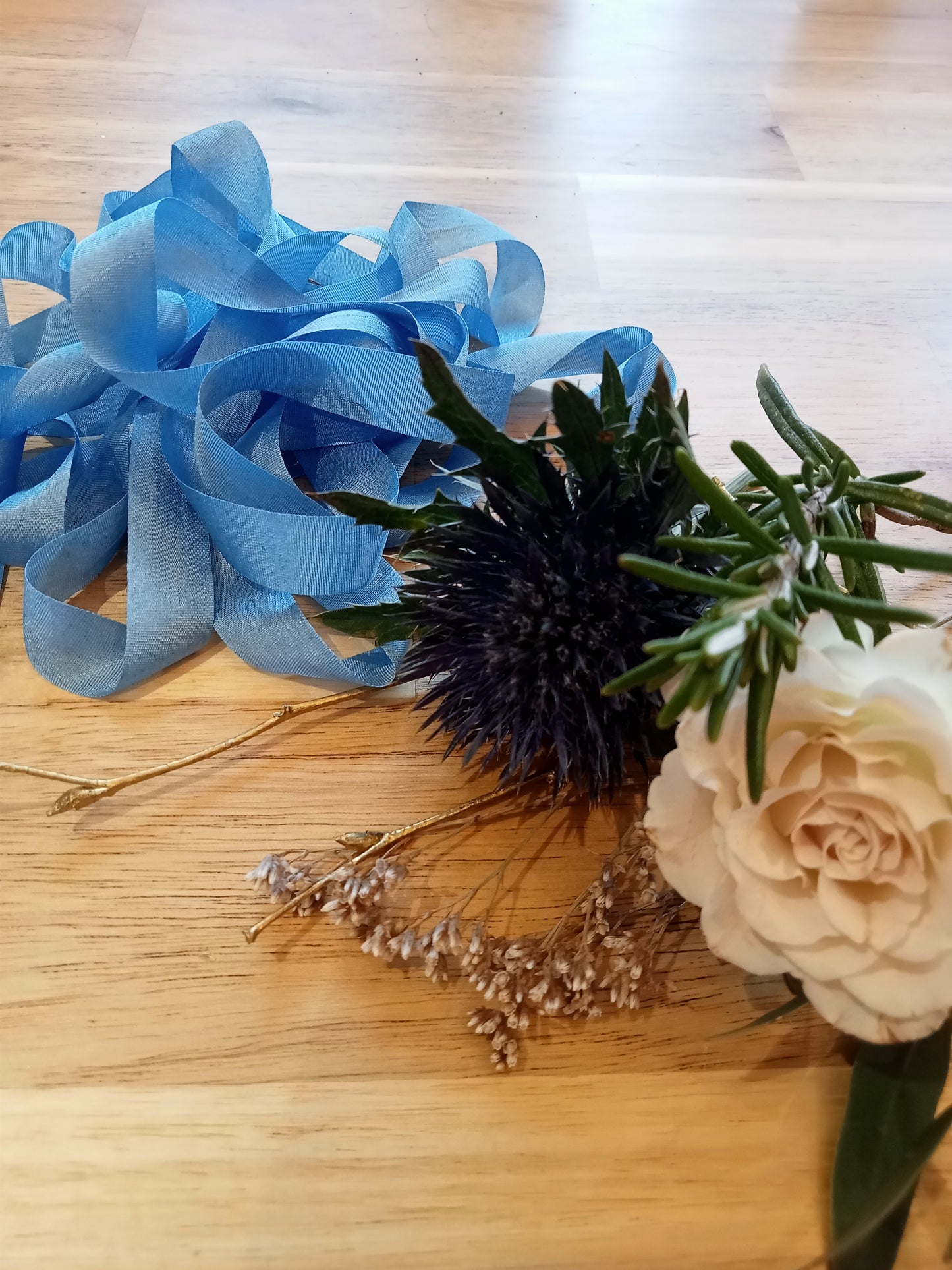 Hand dyed silk buttonhole ribbon