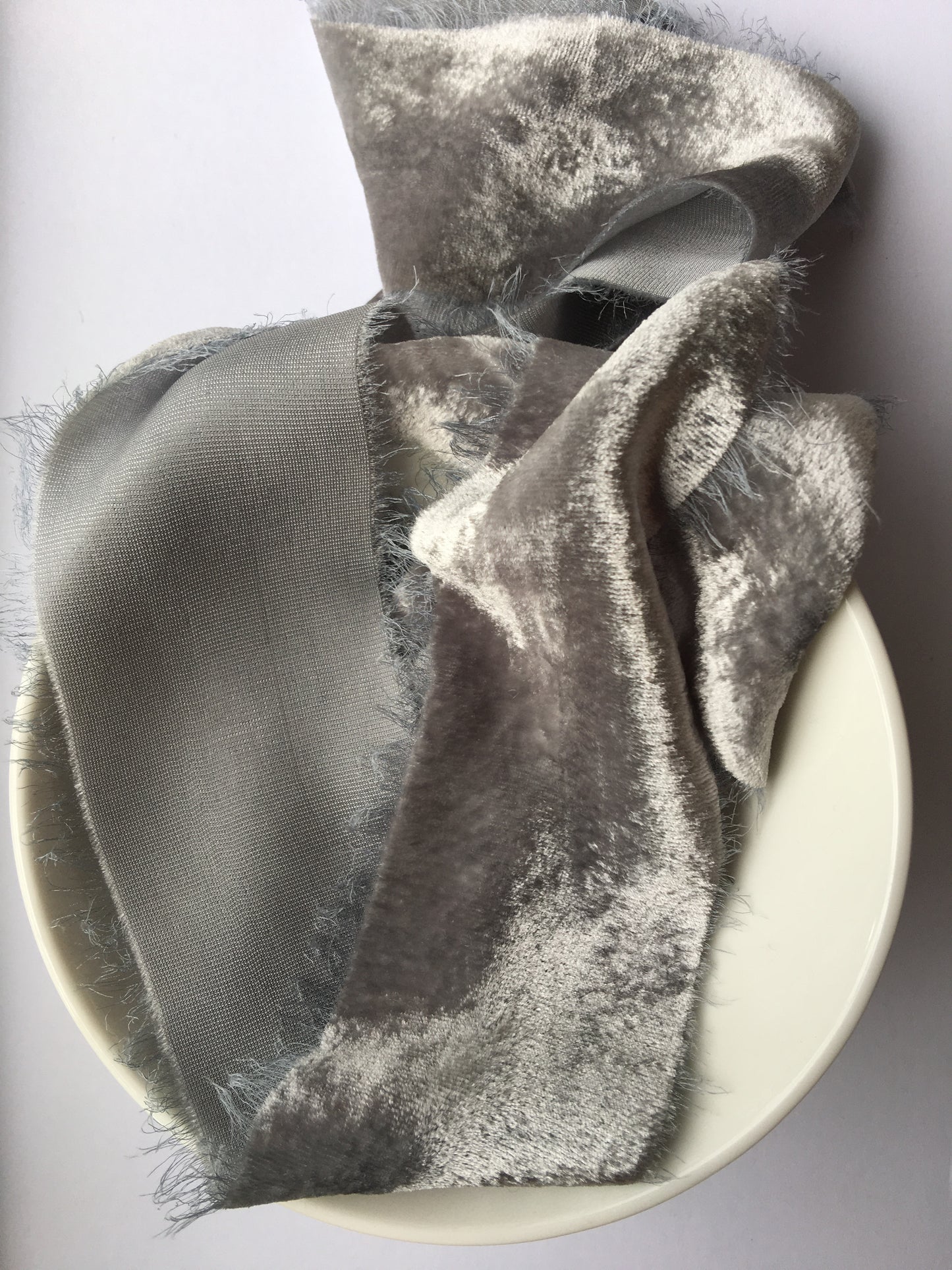 Limited Edition / 005 / Pale silver Grey Velvet Silk
