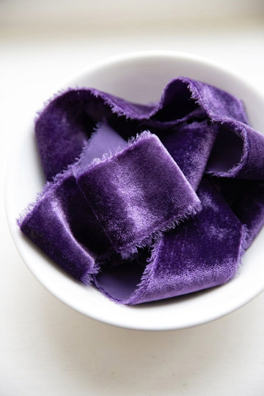 Purple Amthyst Silk Velvet Ribbon