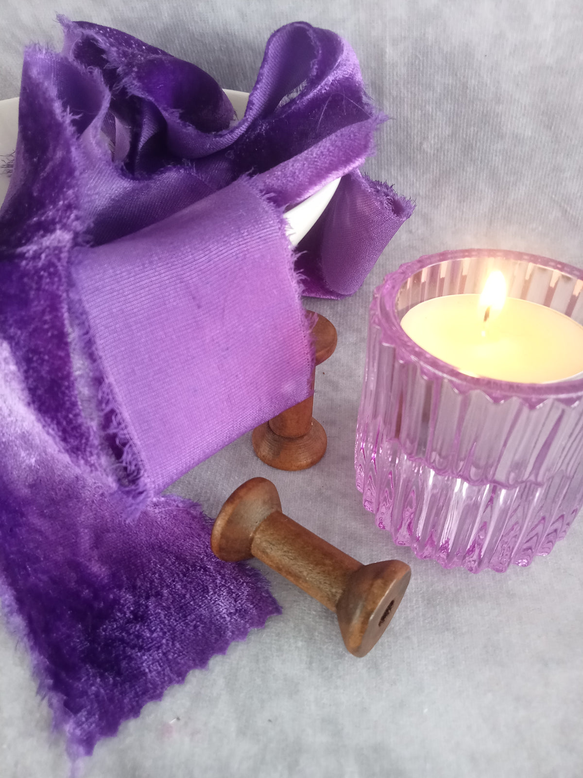 Purple Amthyst Silk Velvet Ribbon