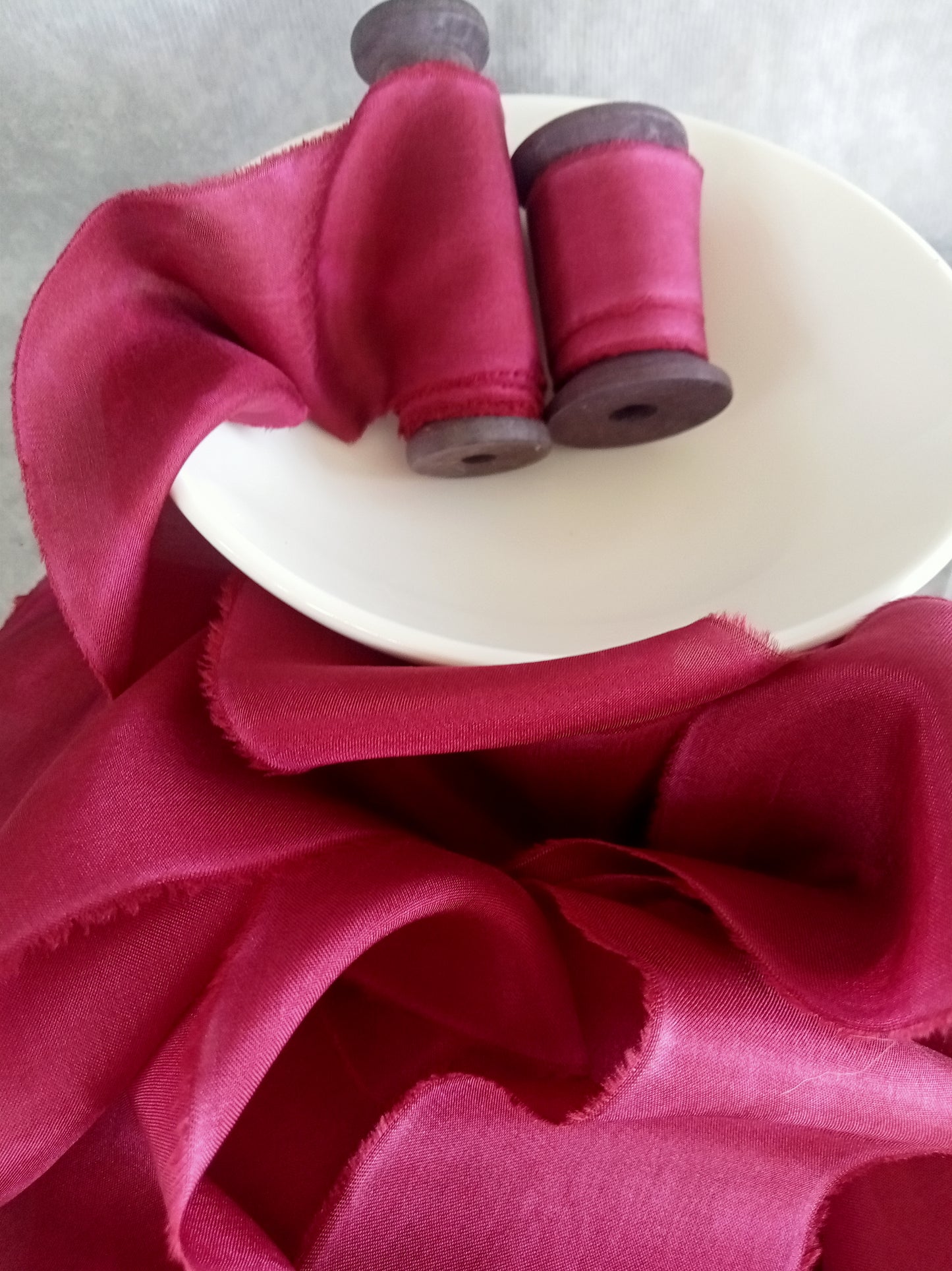 Hand dyed berry silk ribbon