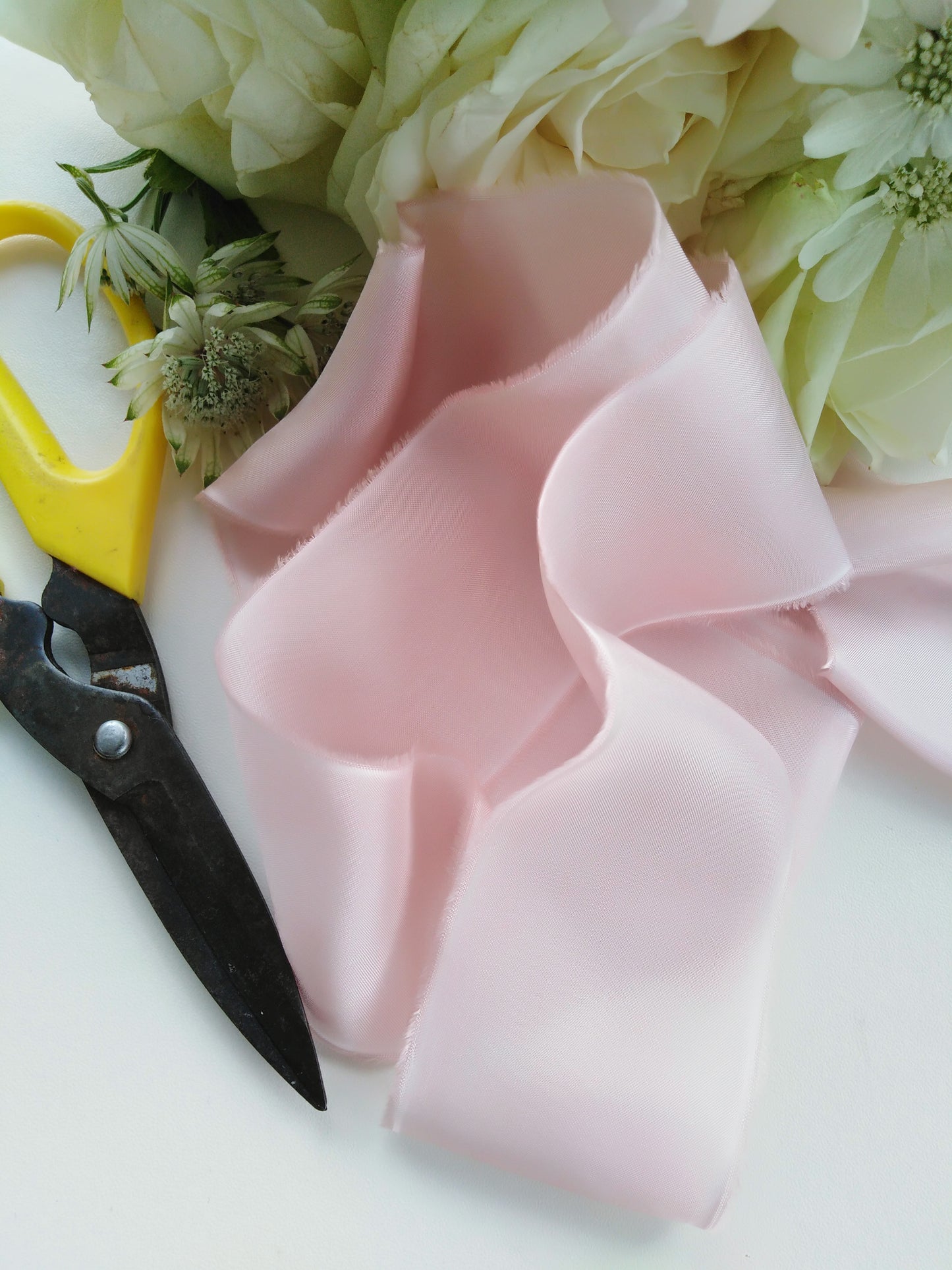 Hand dyed blush silk ribbon