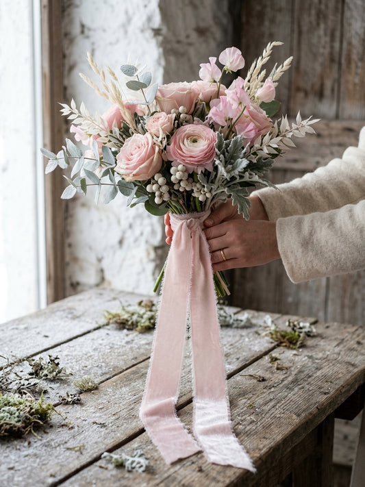 Pale Pink Silk Velvet Ribbon
