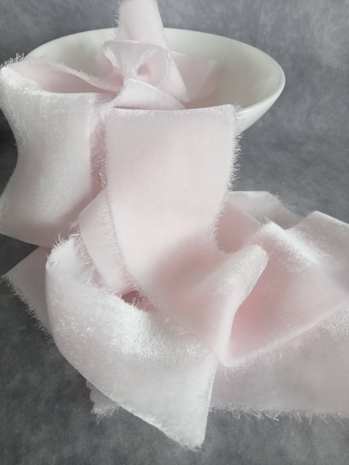 Pale Pink Silk Velvet Ribbon