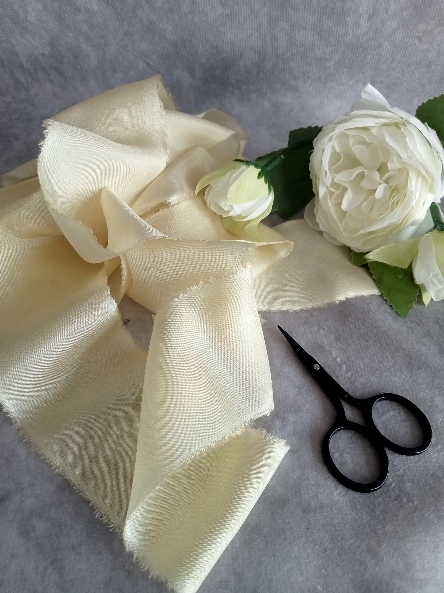 Hand dyed buttermilk silk ribbon