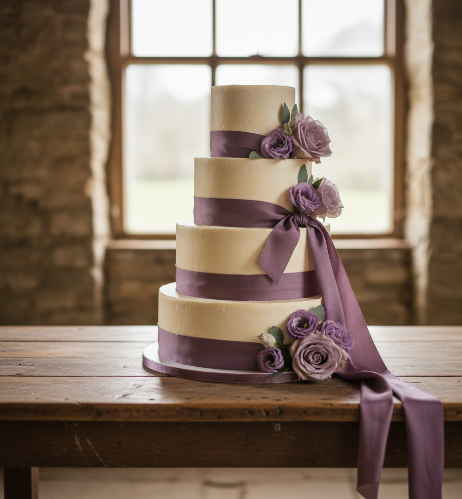 Hand dyed soft plum silk ribbon