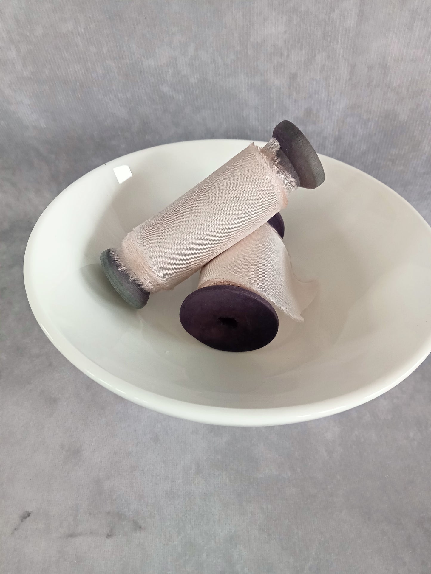 Hand dyed champagne silk ribbon