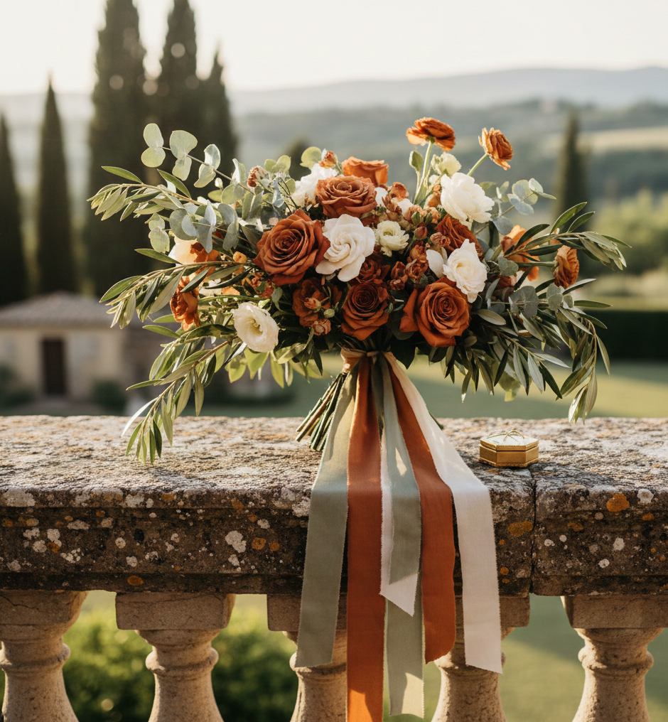 Hand dyed copper silk ribbon