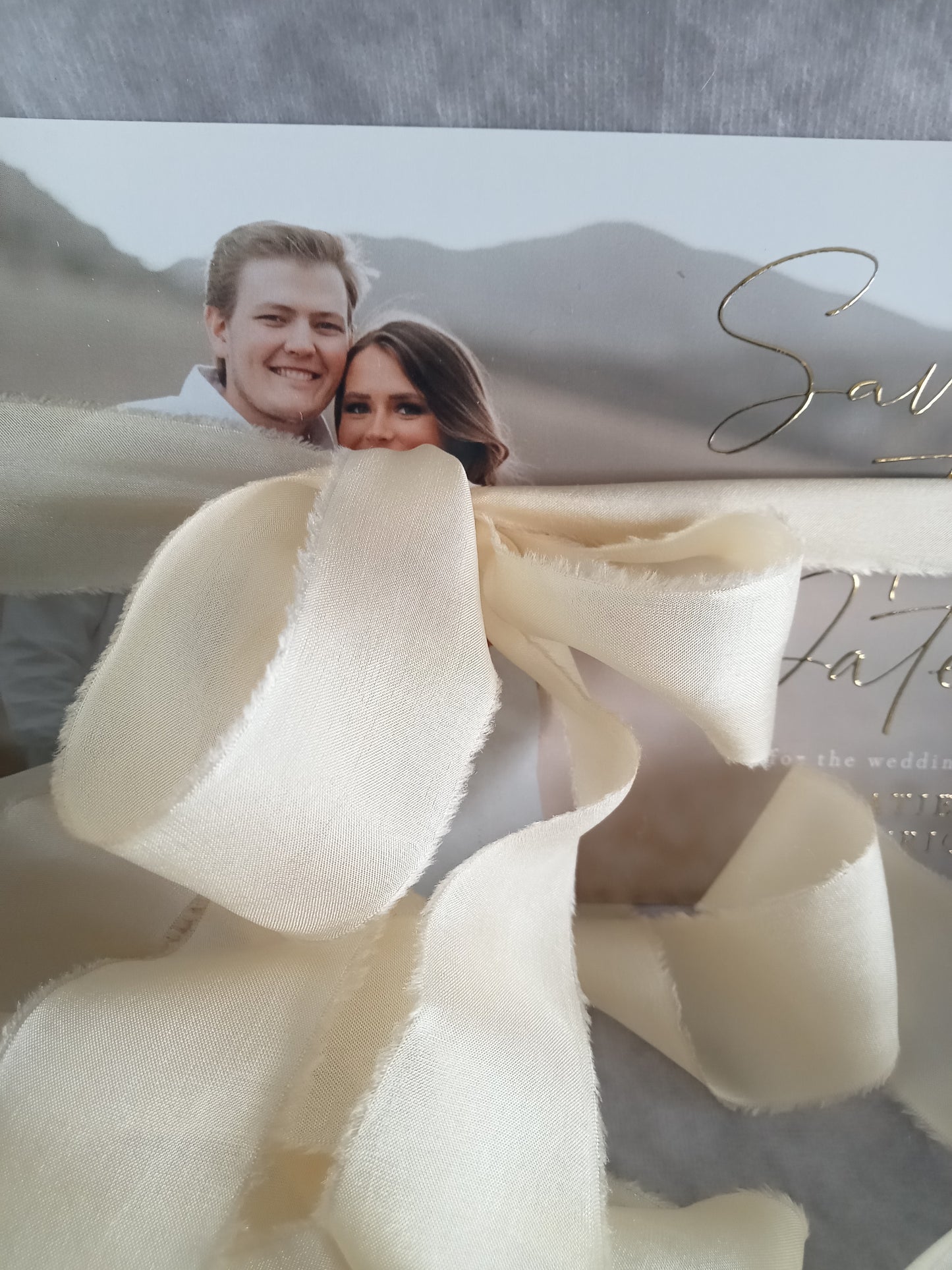 Hand dyed cream silk ribbon