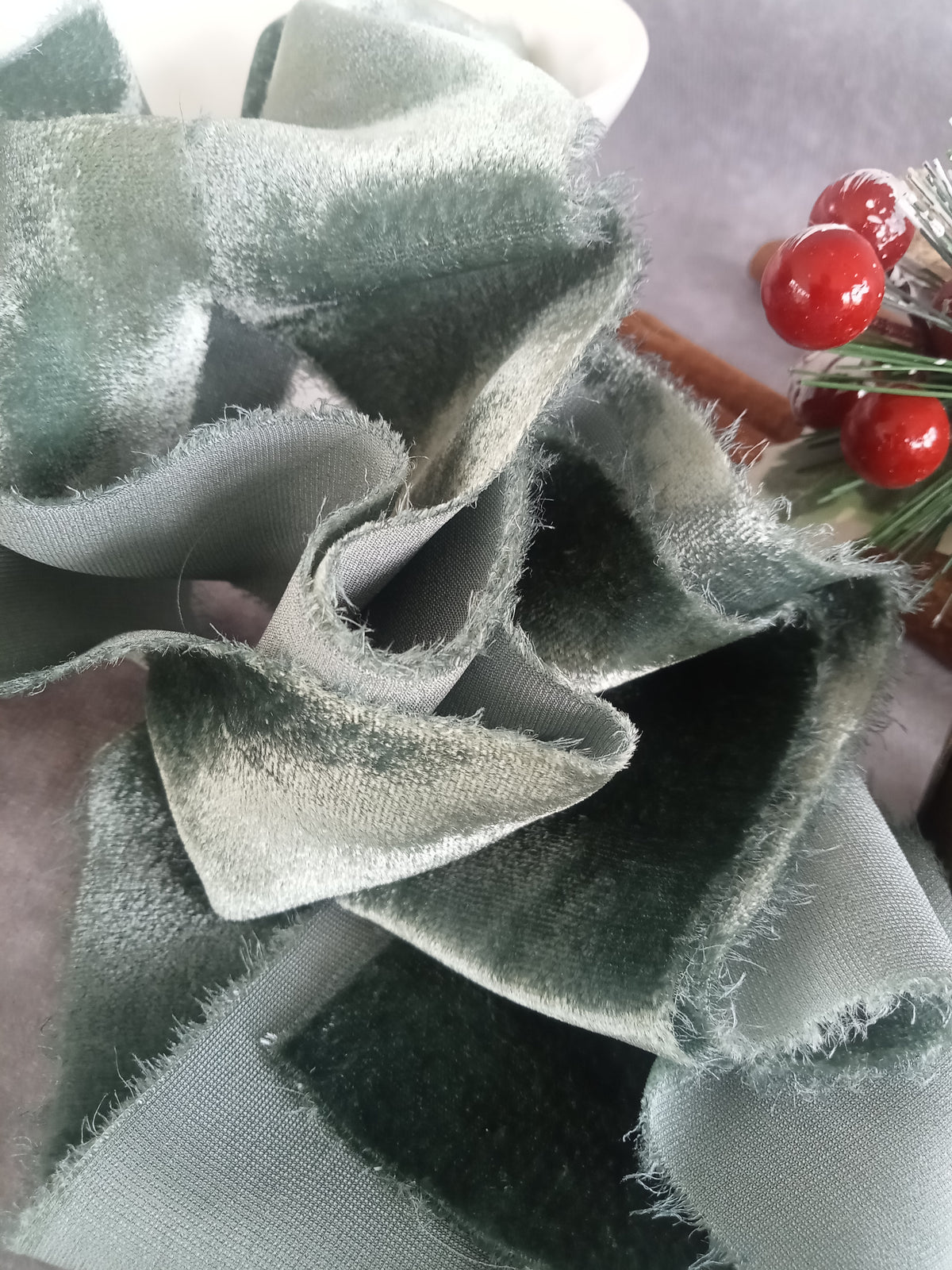 Eucalyptus Silk Velvet Ribbon