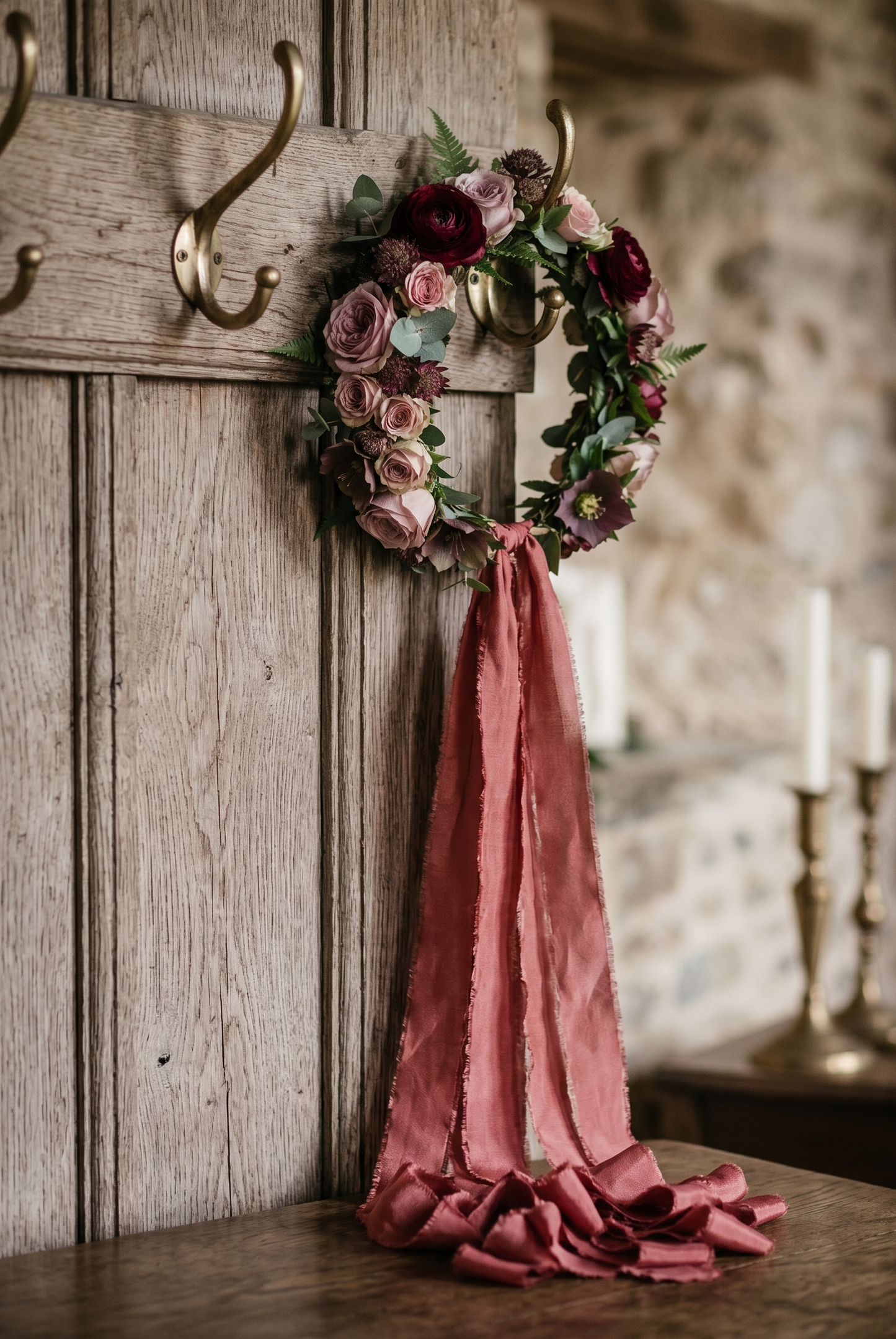 Hand dyed evening rose silk ribbon