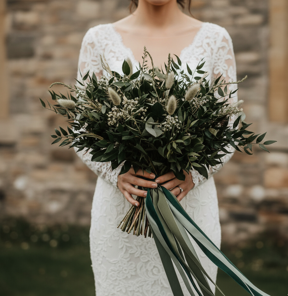Hand dyed sage silk ribbon