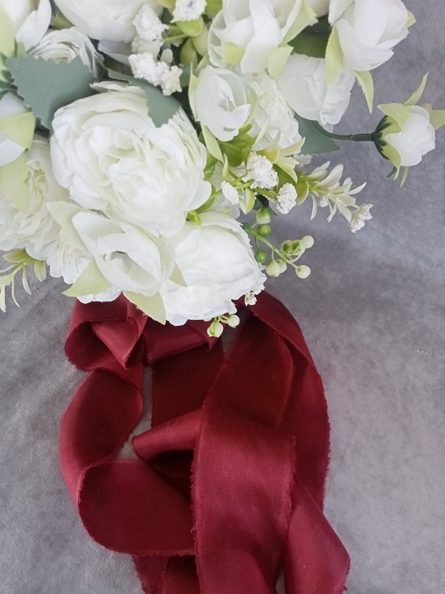 Hand dyed garnet silk ribbon
