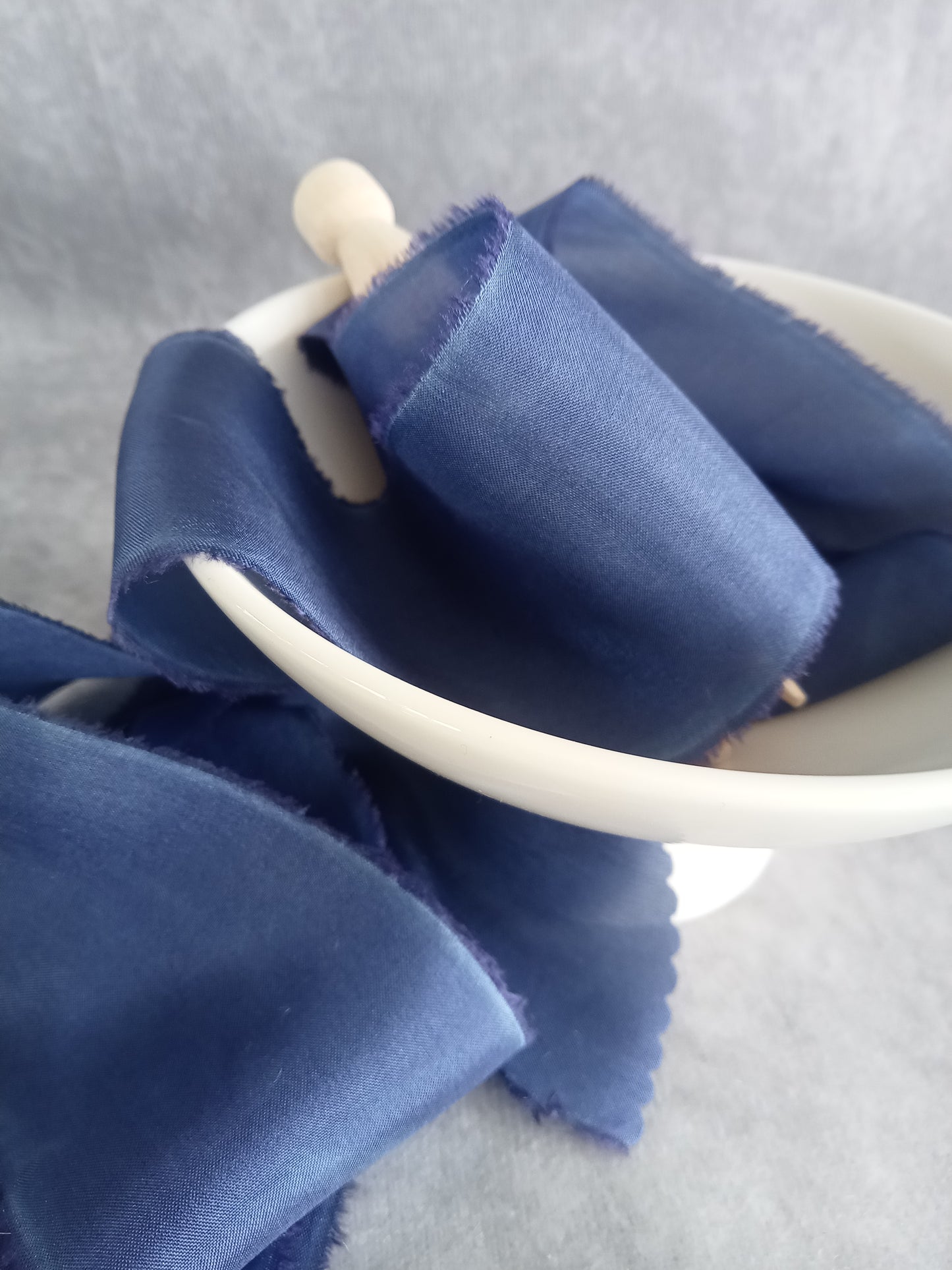 Hand dyed ink silk ribbon