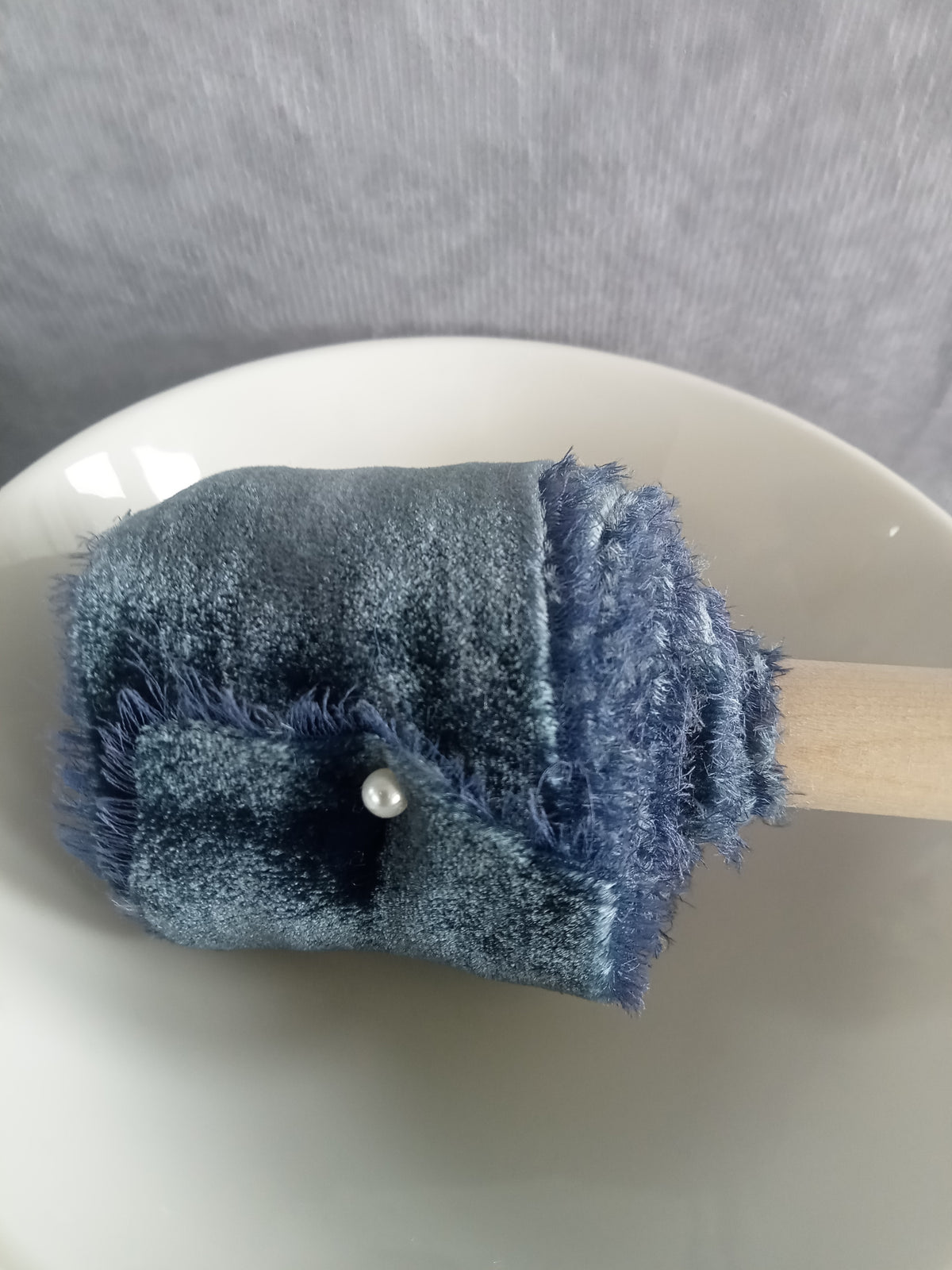 Blue Ink Silk Velvet Ribbon