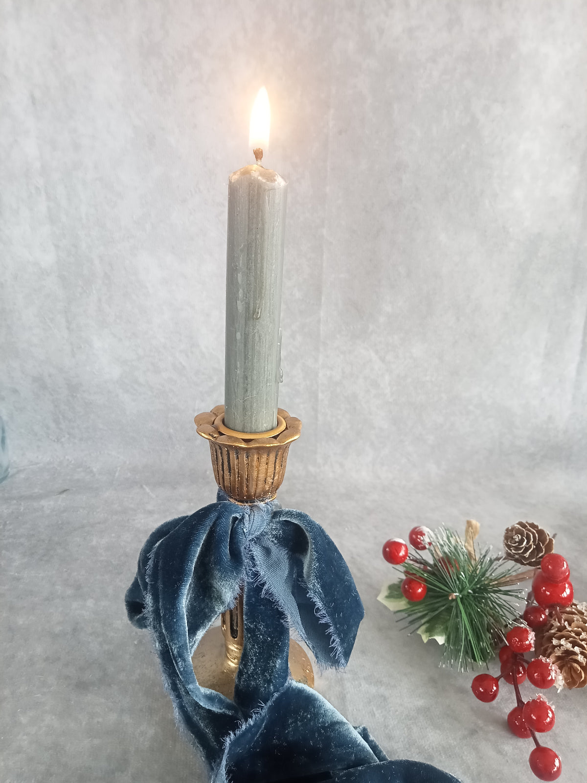 Blue Ink Silk Velvet Ribbon