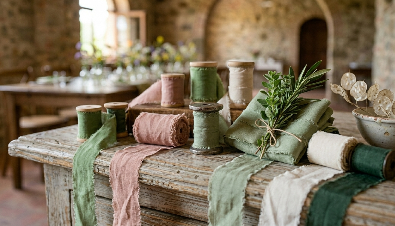 Hand dyed leaf green silk ribbon