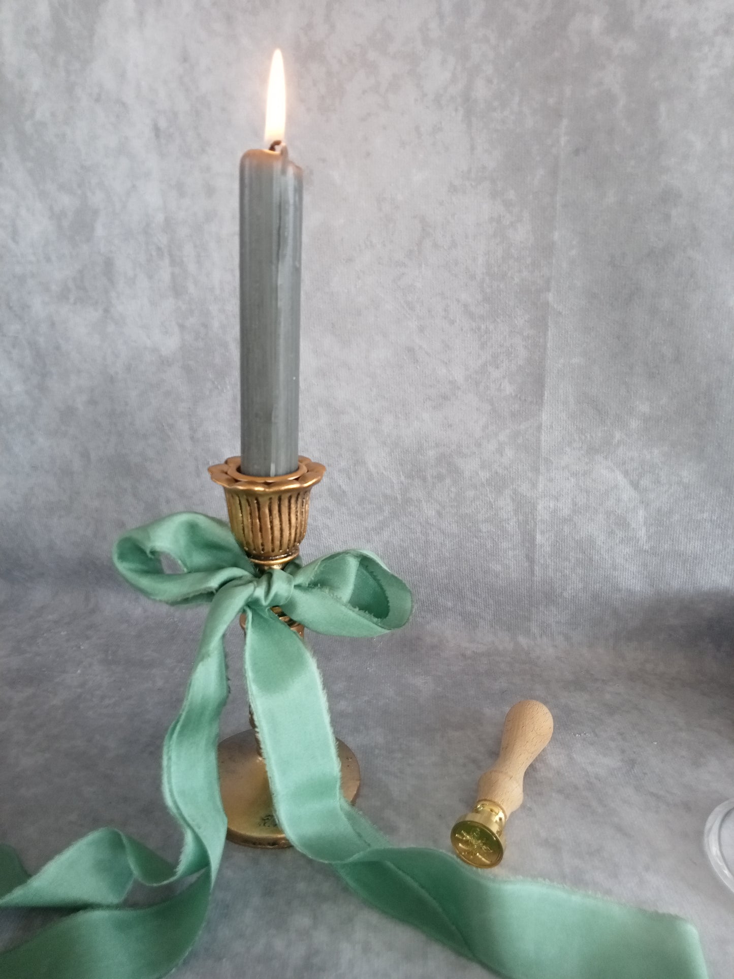 Hand dyed leaf green silk ribbon