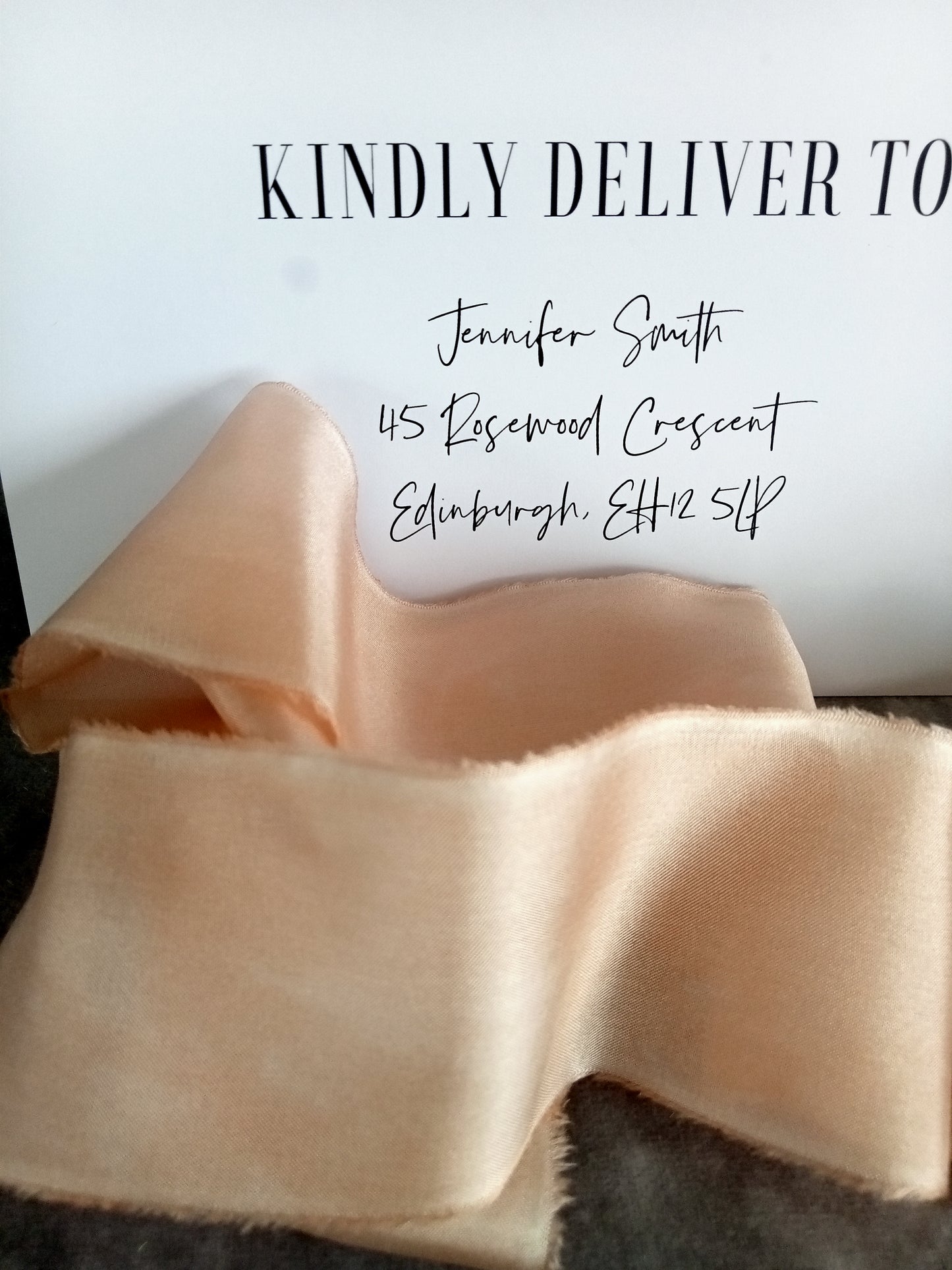 Hand dyed pink champagne silk ribbon