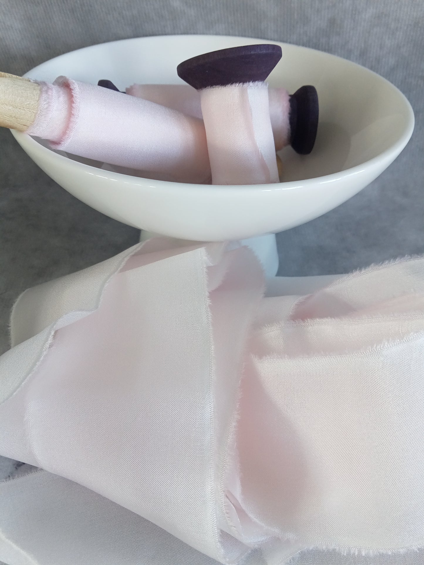 Hand dyed rosewater silk ribbon