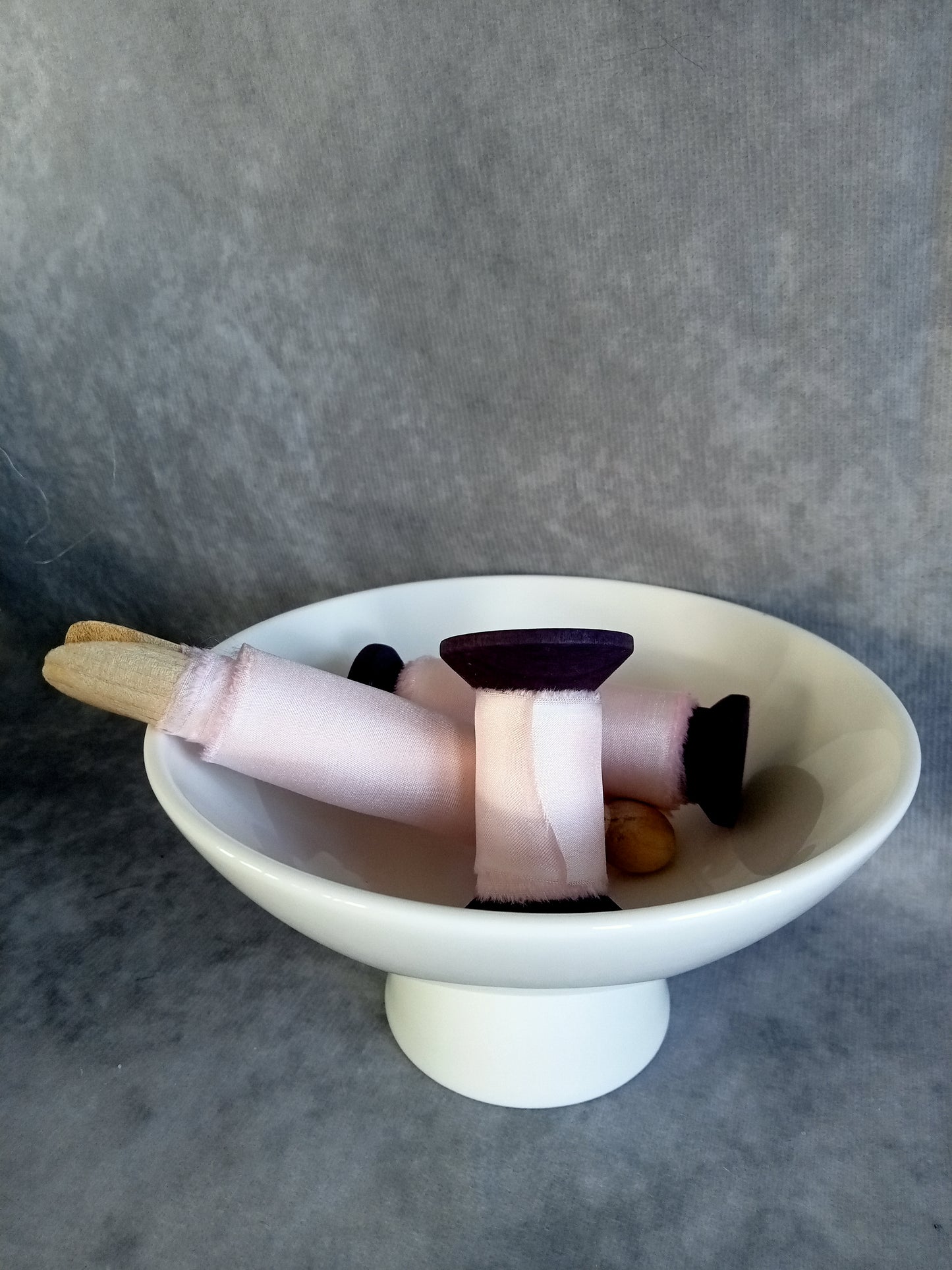 Hand dyed rosewater silk ribbon