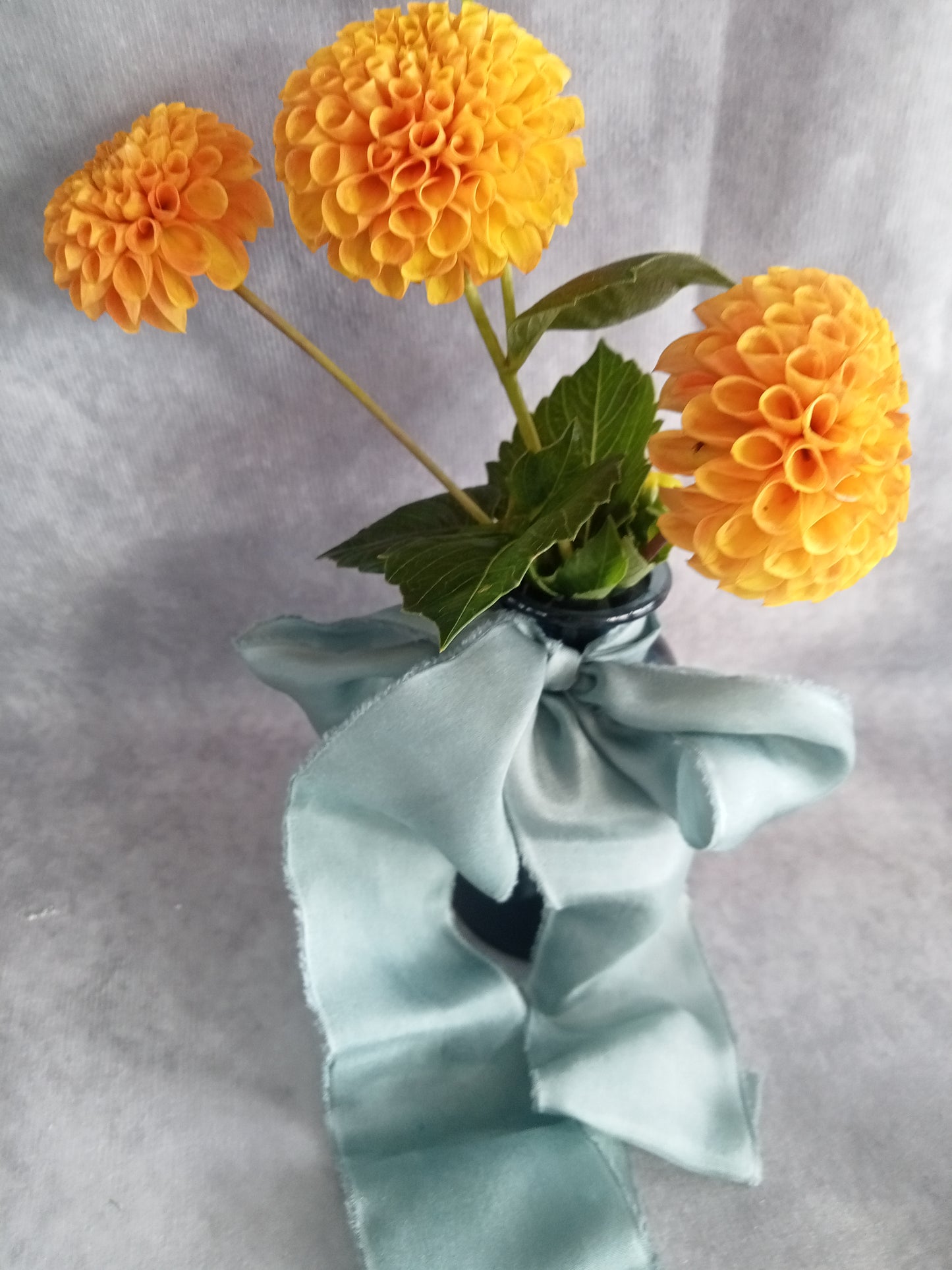 Hand dyed sage silk ribbon