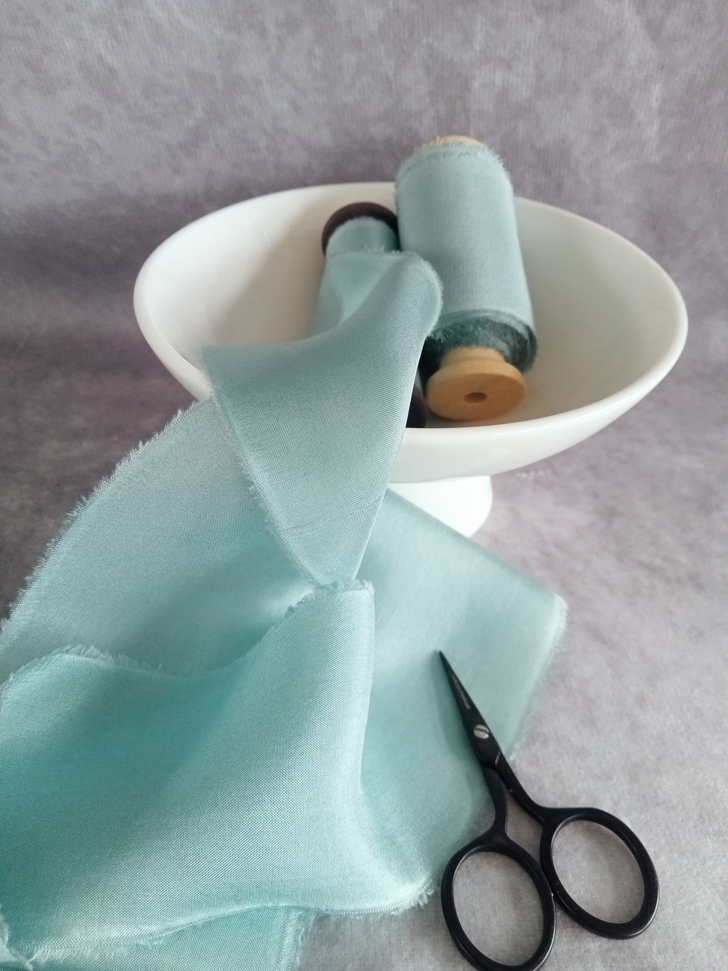 Hand dyed seaglass silk ribbon