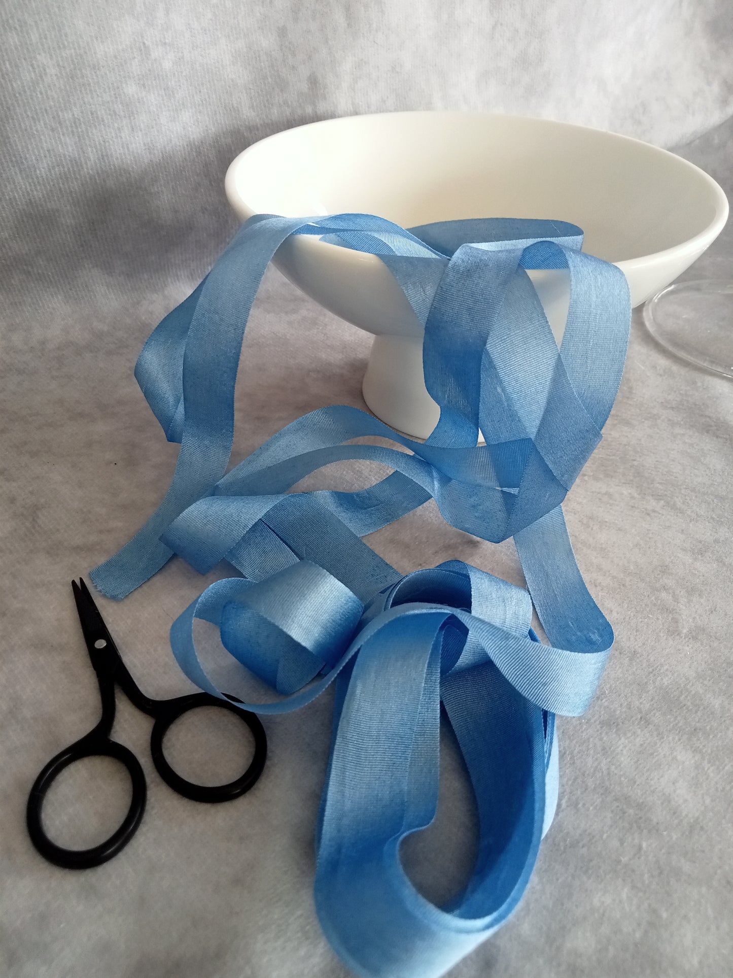 Hand dyed silk buttonhole ribbon