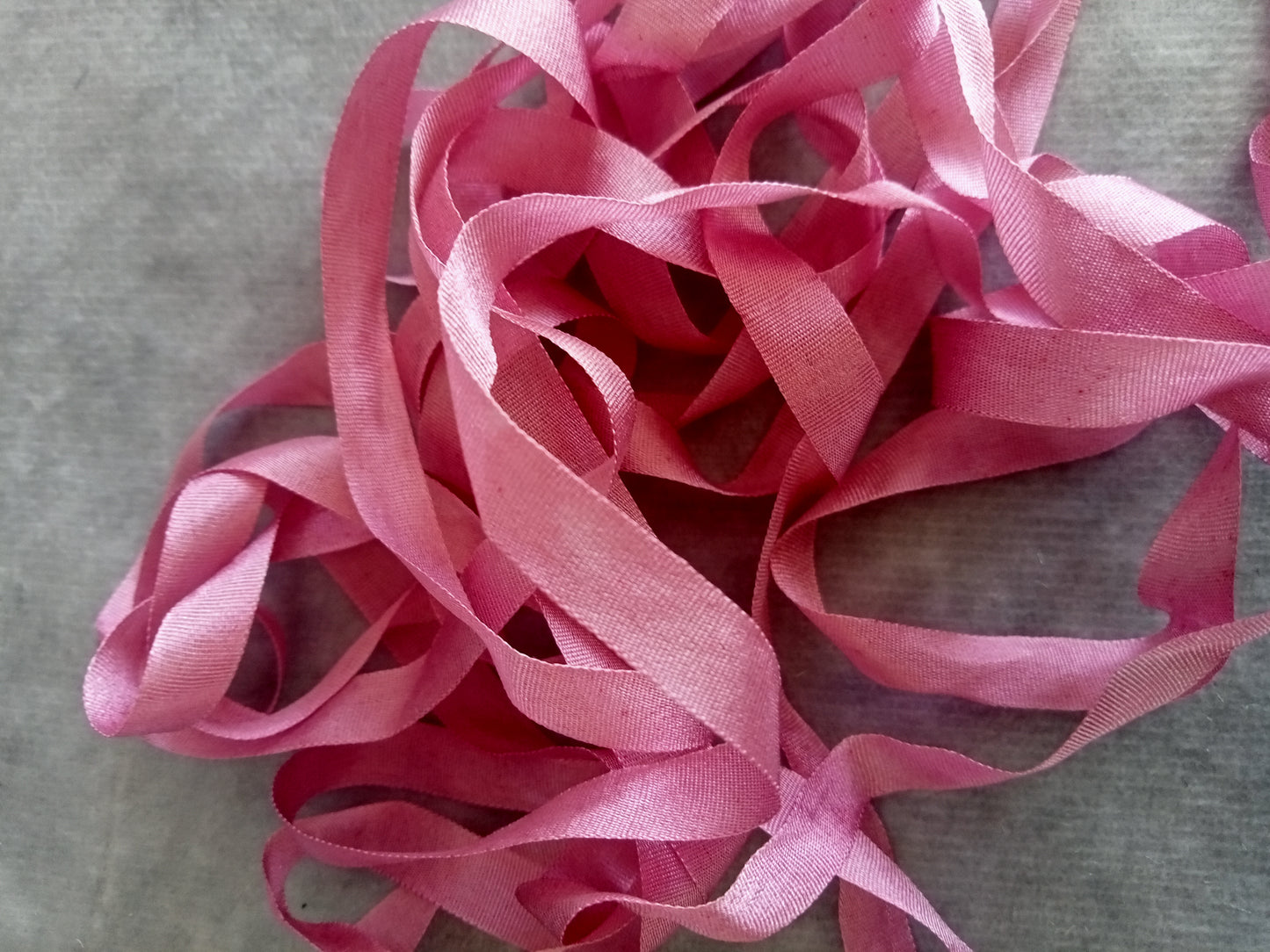 Hand dyed vintage rose silk ribbon
