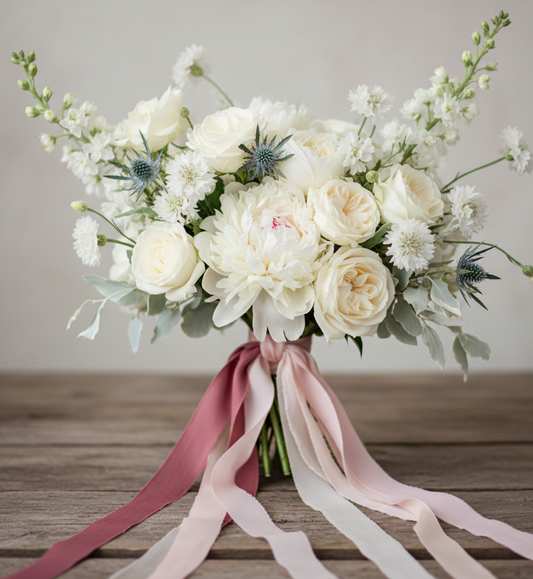 Hand dyed blush silk ribbon